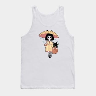 Kawaii Design “In the Rain“ | Cute Handmade Illustration | Cat Lover Gift | By Atelier Serakara Tank Top